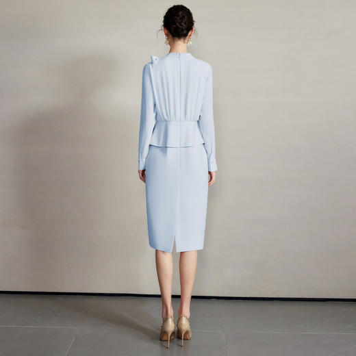 IWY/蓝色法式漂亮独特连衣裙女高级感衬衫接拼西装裙新款假两件套装Q1263 商品图4