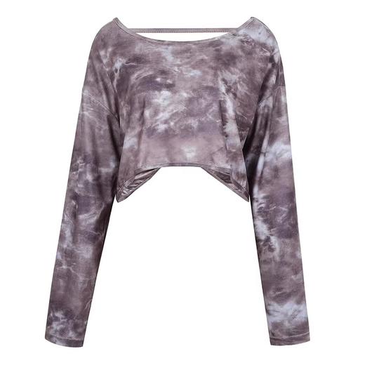 跃牌【洛水之神系列】新款扎染瑜伽罩衫性感气质宽松显瘦透气长袖T恤跑步健身训练上衣HN203 商品图4