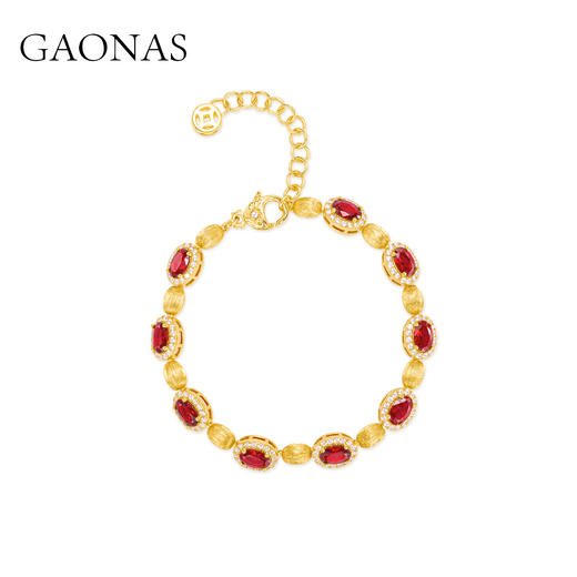 GAONAS  红色经典设计华丽美金色手链 11327SR 商品图0