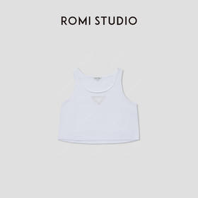 ROMI STUDIO【luxy系列】百搭气质时尚无袖复古白色休闲背心T2424