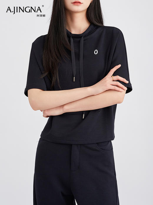 【懒人挚爱】阿菁娜软爆奶油肤醋酸空气层薄款短袖卫衣F30C302023 商品图1