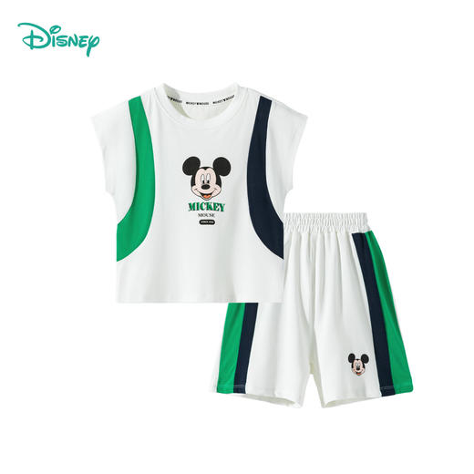 迪士尼2025夏季新款男童凉感短袖T恤透气短裤运动跑步篮球足球套装ZD2ET037 商品图3