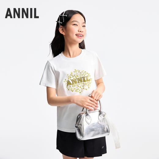女童圆领短袖针织衫夏季新款安奈儿童装EG521148 商品图1