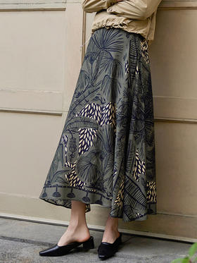 【桑蚕丝印花半裙】25年春夏新品女士100%桑蚕丝印花中长款真丝半裙