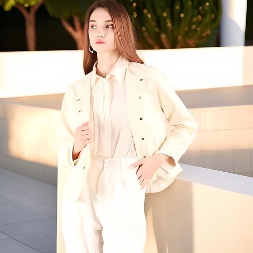 洛诗琳20259春季新款老钱风正肩显瘦圆领短款外套女710 商品图3