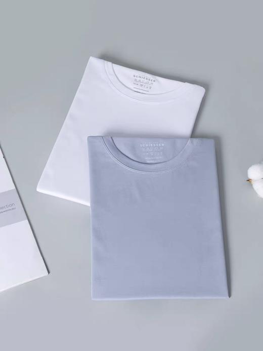 SCHIESSER德国舒雅高端铂雅男士100%埃及100S丝光棉圆领短袖95/24844M 商品图2