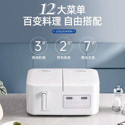 Morphy Richards摩飞多功能双拼电饭煲 MR8501 2L+2L 白色/蓝色 商品图5