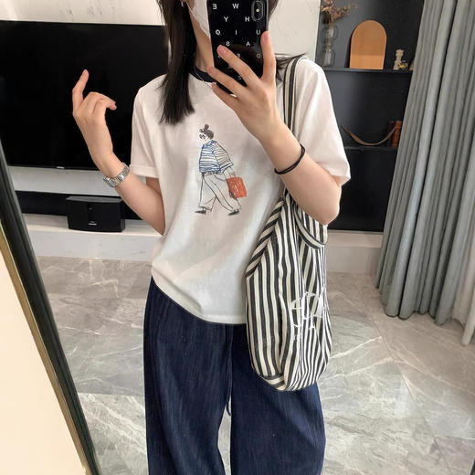 雪花竹节棉春季可爱印花减龄短袖T恤2025春百搭半袖！ 商品图0