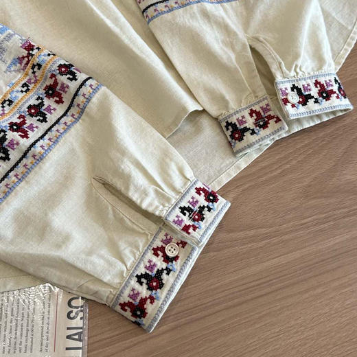 b@sh法式印花V领民族风棉亚麻混纺衬衫040803 商品图13