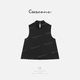 COCO ZONE 刘一一 【100亚麻】木耳边气质无袖背心CD2A0741