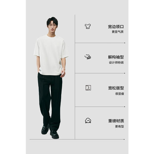 棉仓363801008-重磅液氨白牡丹宽松落肩短袖T 商品图1