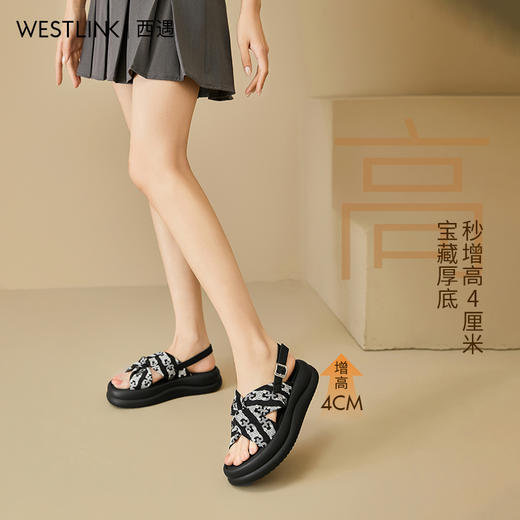 西遇法式厚底凉鞋女新款夏季外穿海边高级感配裙子增高沙滩鞋D0047201 商品图2