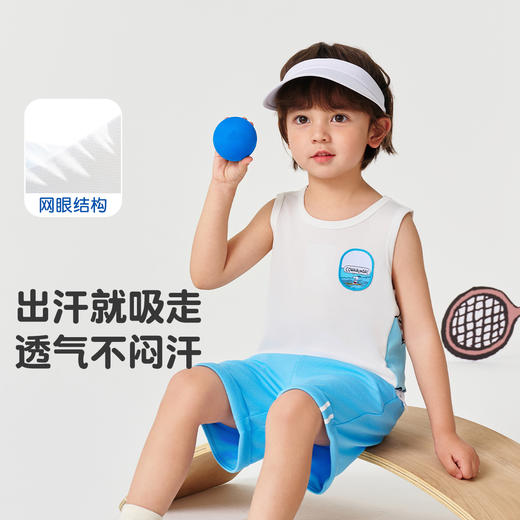 【速干网眼 两件套】【史努比】【90-130】男童夏季无袖背心套装背心短裤 商品图5