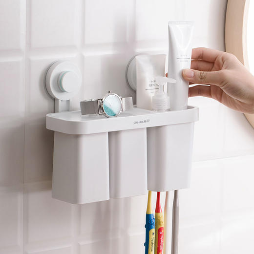 茶花卡乐免打孔吸壁牙刷架 商品图3