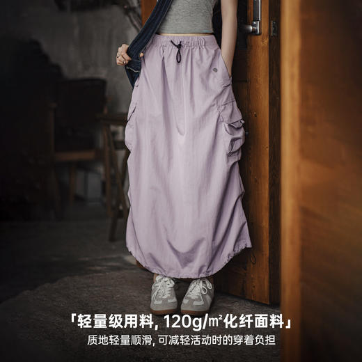 马登美式复古卡其色工装a字裙春款中腰多袋抽褶薄显瘦半身长裙女 商品图2