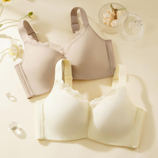 【显瘦显胸小】性感深V蕾丝内衣女裸感无痕全包大胸薄杯文胸罩波浪漫漫 商品图6