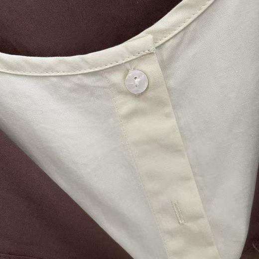 LONGVFAIR·美德拉假两件拼接法式衬衫，经典白与温暖咖融合、仿佛秋日拿铁【3-5天发货】 商品图6