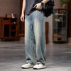 【DQ】大依优型大码男装复古高街松紧腰牛仔裤宽松加肥加大阔腿直筒长裤夏季新品男士裤子 商品缩略图1