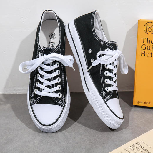 心选丨【59.9元2双】男女同款低帮帆布鞋子高帮韩版透气休闲百搭帆布鞋35-44 商品图1