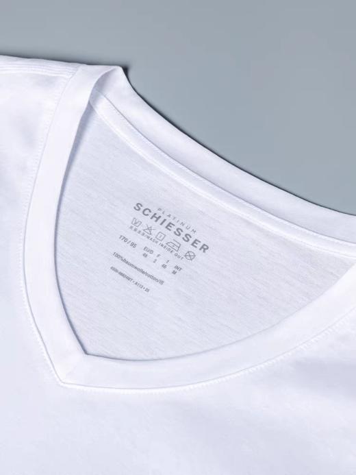 SCHIESSER德国舒雅高端铂雅男士100%埃及丝光棉棉100SV领短袖95/24853M 商品图2