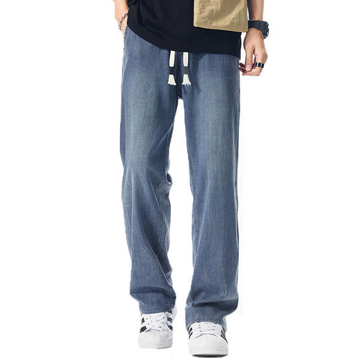 【莱赛尔天丝】【DQ】大依优型大码男装加长版牛仔裤莱赛尔天丝宽松轻薄直筒长裤夏季新品潮流胖子 商品图4