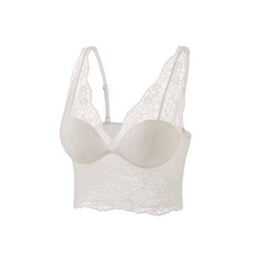 雀说莫奈花园蕾丝美背真丝内衣 桑蚕丝无钢圈收副乳内搭文胸AL248 商品图6