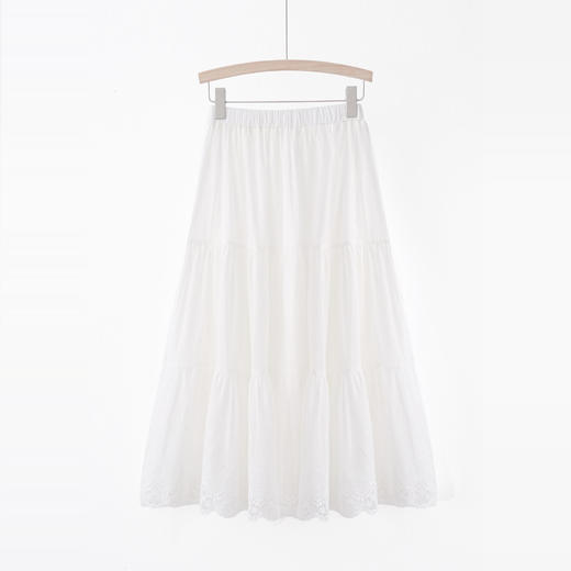 洛诗琳20725春夏新款重工蕾丝精致优雅白色半身裙女25278 商品图2