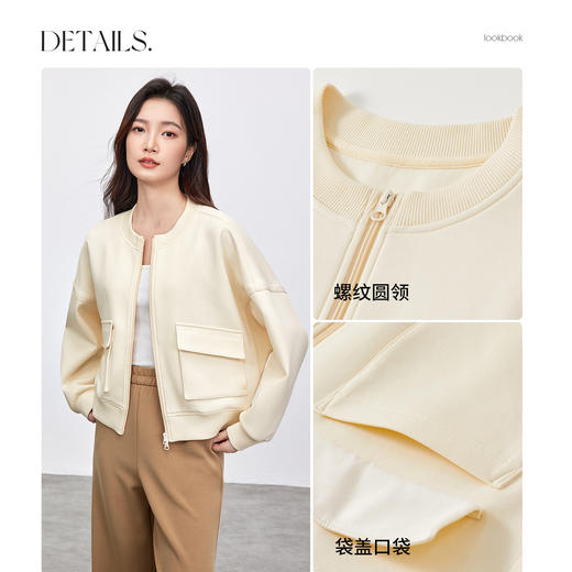 【内购】【双面空气层】简约通勤圆领双头拉链蝙蝠袖弹力针织棒球服外套-151W87858 商品图3