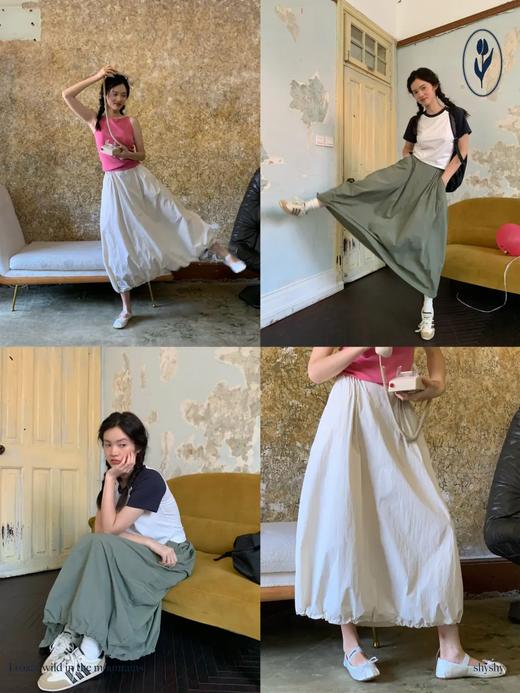 shyshystill/shy202306009/超轻薄收绳可调节工装长裙 商品图1