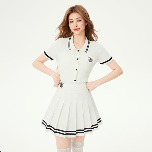 YKYB黄子韬POLO衫半身裙短裙套装性感活力凉感运动风复古潮流撞色条纹套装Y52FPL037 商品图2