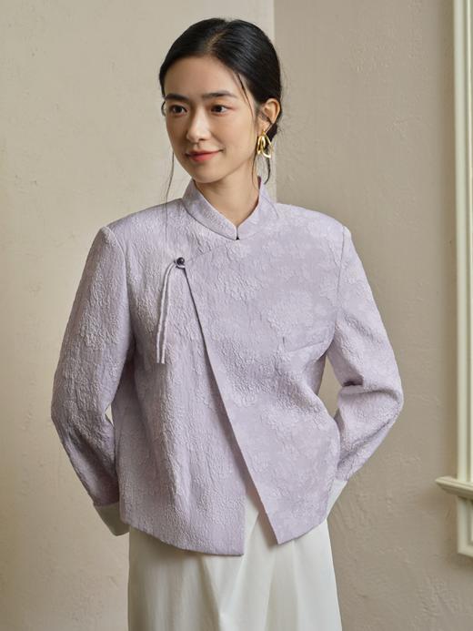 桑蚕丝提花冠乐绉中式外套FCF1COT051 商品图0