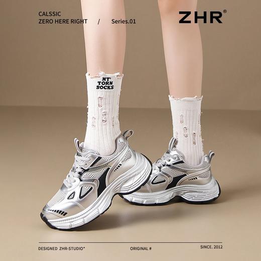 ZHR厚底增高老爹鞋女5cm春季新款透气网面运动鞋百搭轻便休闲鞋女 商品图4