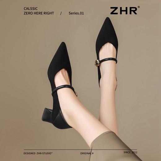 ZHR复古尖头浅口单鞋女2025新款洋气玛丽珍女鞋百搭通勤粗跟鞋子 商品图7