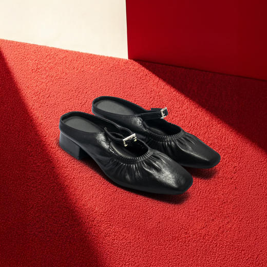 REREJOY 法式一字带玛丽珍凉鞋包头粗跟凉拖单鞋 商品图1