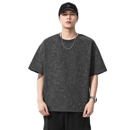 【100%棉】【DQ】大依优型大码男装水洗扎染短袖T恤280g重磅宽松潮牌圆领半袖上衣男士夏季新品 商品图4