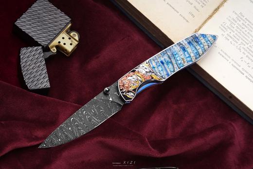 三希堂  现代刀系列  五虎上将雕金小折  未开刃 商品图10