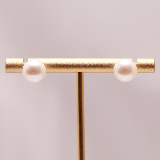 美裕珍珠精致珍珠耳钉耳扣馒头珠经典一根针钉10-11mm送礼必备 商品图3