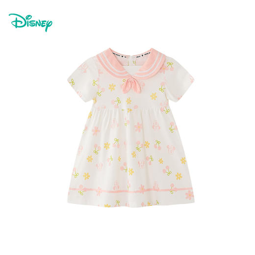 迪士尼【学院风米妮连体裙】夏季新款女童短袖连衣裙轻薄透气T恤碎花裙ZD2EQ009 商品图3