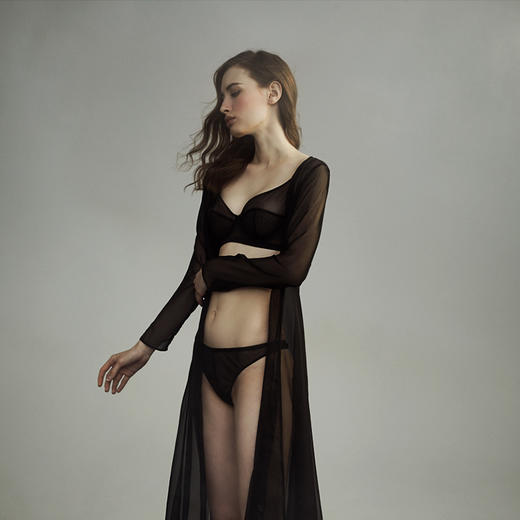 CB | 氧气黑色网孔短文胸（套装） 商品图1