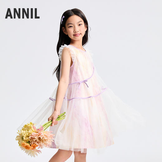 女童网纱灵动甜美连衣裙夏季新款安奈儿童装EG523084 商品图0