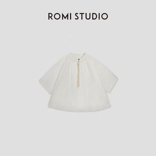 ROMI STUDIO白色短袖短款系带宽松休闲套装T3093/K3094 商品图0