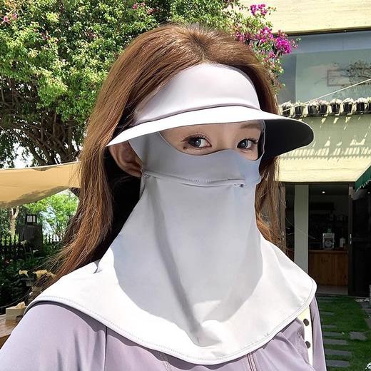 防晒面罩全脸防紫外线遮阳女冰丝黑胶帽子一体护颈脸基尼骑行口罩 商品图1