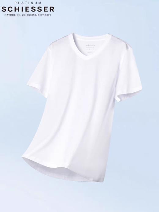 SCHIESSER德国舒雅高端铂雅男士100%埃及丝光棉棉100SV领短袖95/24853M 商品图3