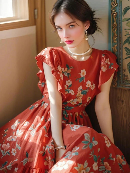 裁缝学苑AS463小飞袖连衣裙纸样女装法式复古显瘦收腰长裙子样板 商品图2