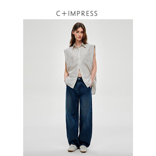 C+IMPRESS/西嘉天丝醋酸亚麻混纺 懒人B入无袖衬衫短裤套装女夏季CS2502032 商品图3