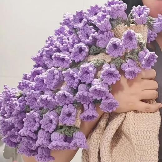 爆款【好看又实用！是花束也是毯子】铃兰玫瑰花束毯子手工毛线diy钩织材料包编织牛奶棉毛毯自制礼物。ry 商品图2