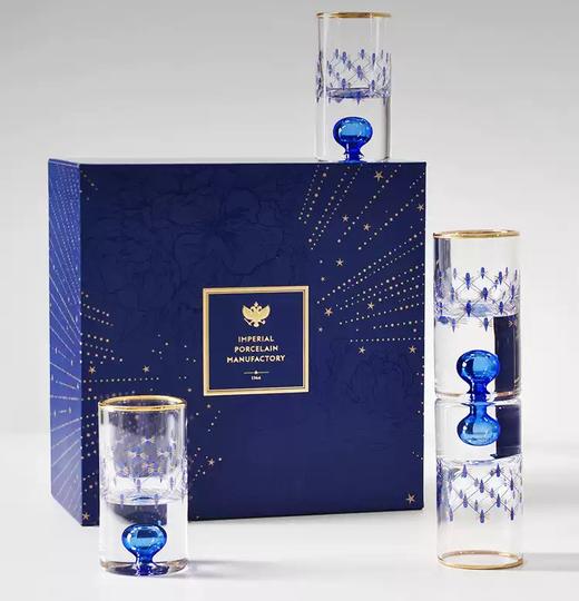 俄皇LOMONOSOV钴蓝网纹系列酒杯礼盒 商品图1