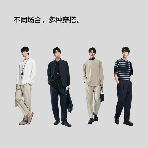 棉仓363818003-高密棉锦盐缩宽松打褶山本裤 商品图4