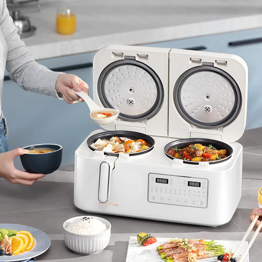 Morphy Richards摩飞多功能双拼电饭煲 MR8501 2L+2L 白色/蓝色 商品图6