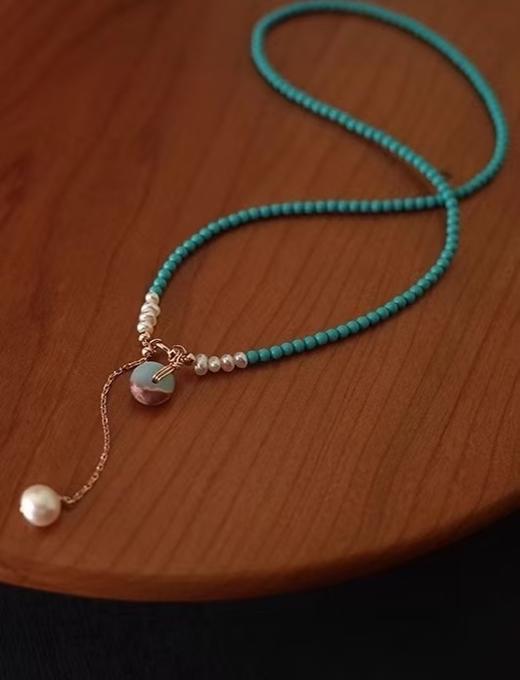 纯天然绿松石巴洛克珍珠帝皇石补木安神时尚项链 商品图7